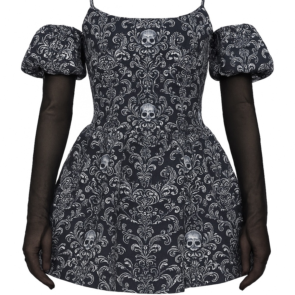 DOLLSKILL Vexed Hearts Mini Dress – Skull Print – Small – NWT – Retail $98 - Picture 1 of 5
